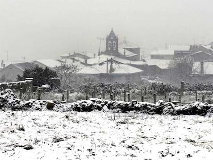 Paisaje nevado en Sobrado do Bispo, en el municipio orensano de Barbadás.