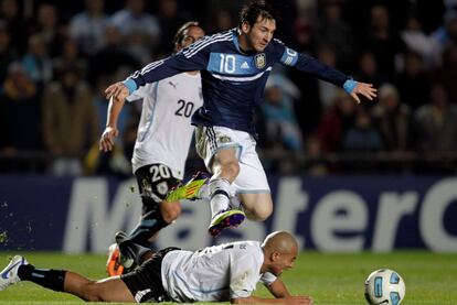 El jugador argentino, Lionel Messi, durente el partido frente a Uruguay