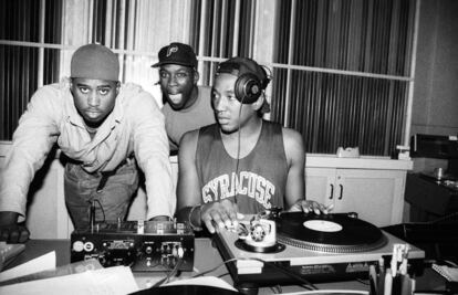 Ali Shaheed Muhammad, Pfife and Q-Tip, integrantes de A Tribe Called Quest, en Nueva York en 1991.