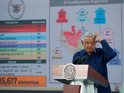 Andrés Manuel López Obrador, durante su conferencia matutina de este miércoles, en Acapulco.