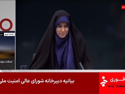 El momento en que un ataque de Israel en Teherán interrumpe la emisión de la televisión estatal iraní