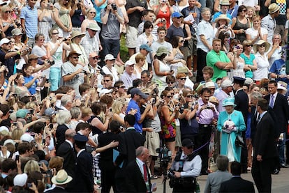 La Reina Isabel, a su llegada a Wimbledon.