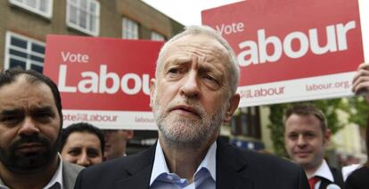 Jeremy Corbyn, líder del Partido Laborista, durante un acto de la campaña en Bedford (Londres), este miércoles.