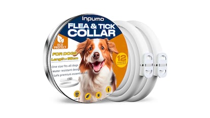 Collares antiparasitarios sobre fondo blanco.