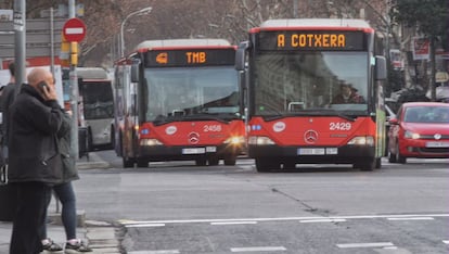 Autobusos fora de servei, aquest dimecres.