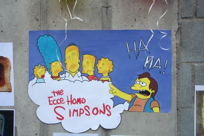 La familia Simpsons, caracterizada con el rostro más famoso de la localidad zaragozana de Borja.