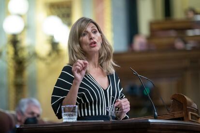 La vicepresidenta segunda, Yolanda Díaz, el miércoles en el pleno del Congreso.