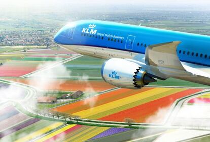 Un avión de KLM, en una imagen facilitada por la compañía.