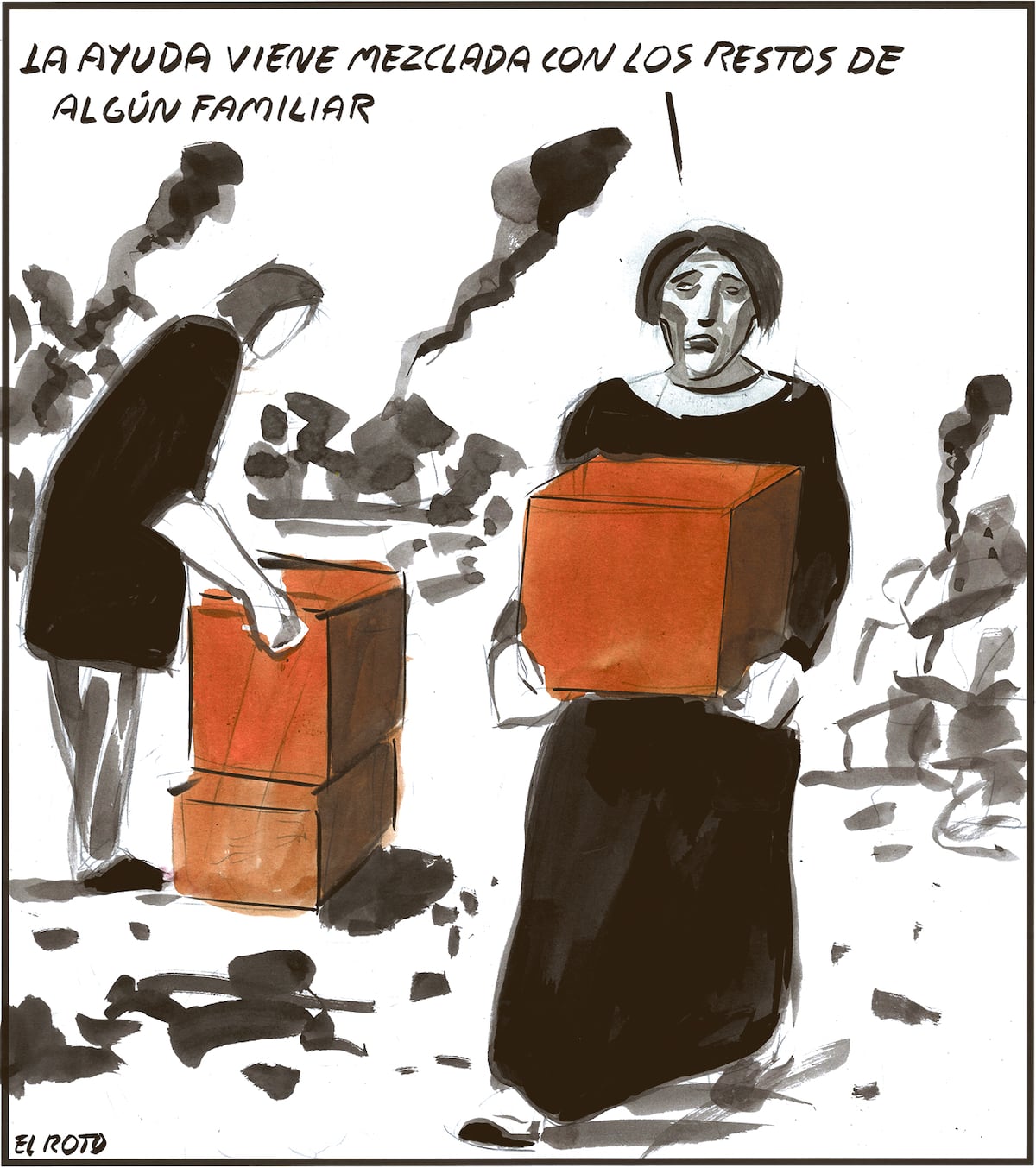 El Roto: reflexiones sobre ayudas y restos