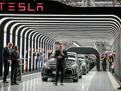 Elon Musk, fundador de Tesla, en la inauguración de una planta en Alemania.