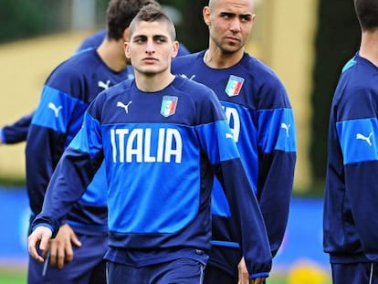 Verratti en el entrenamiento de Italia.