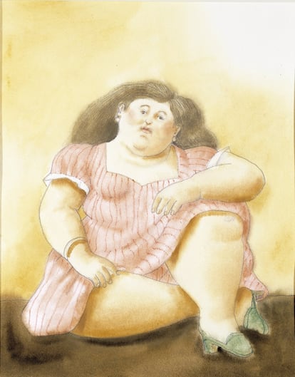 'Mulher sentada (1999)'. Aquarela sobre papel.