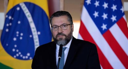  Ernesto Araújo, ministro de Relações Exteriores, após encontro com Mike Pompeo, secretário de Estado dos EUA, em 2 de janeiro.