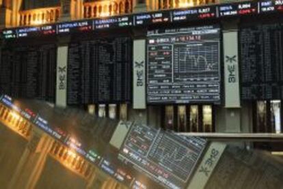 Vista del panel de la Bolsa de Madrid.