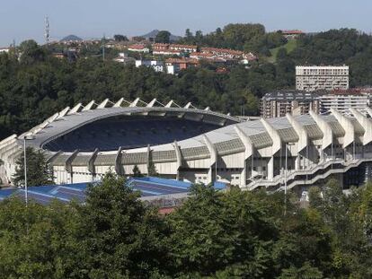 Vista de Anoeta, el campo donde juega la Real Sociedad y propiedad del Ayuntamiento de San Sebastián.