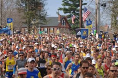 Participantes en el maratón de Bostón.