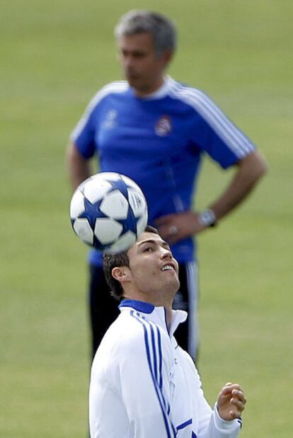 Cristiano Ronaldo, ayer ante Mourinho.