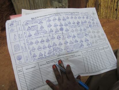 Mapa del equipo de vacunación en Dambatta durante la campaña nacional de inmunización que tuvo lugar el pasado mes de abril en Nigeria.