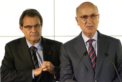 Artur Mas y Josep Antoni Duran Lleida, en una rueda de prensa conjunta.
