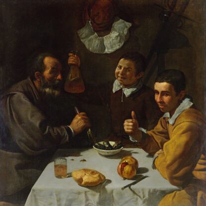 Obra de la exposición <i>El Hermitage en el Prado. El almuerzo (1617), de Diego Velázquez.