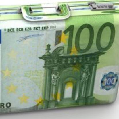 Imagen de un maletín hecho con un billete de 100 euros