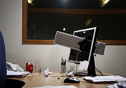 computer keyboard smashed through screen