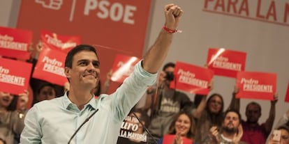 El líder socialista Pedro Sánchez en un mitin en A Coruña, este martes.