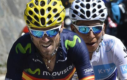 Valverde, con Quinta en la subida a Alpe d'Huez