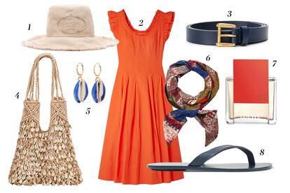 "Este verano me apetece probar con combinaciones de colores potentes: rojo y verde, rojo y azul o naranja y rojo", explica la embajadora de Mango.

1. Prada Sombrero 2. Ulla Johnson Vestido con volantes 3. Gucci Cinturón 4. Mango Bolso con conchas 5. Aurélie Bidermann Pendientes 6. Chufy Pañuelo estampado 7. Loewe Perfume Solo Loewe 8. Tibi Chanclas de piel.