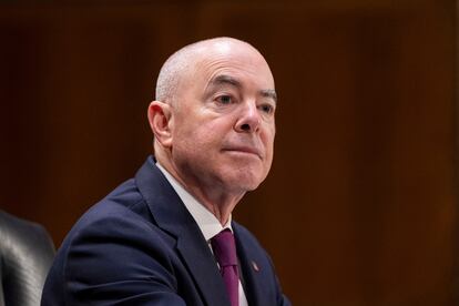 FILE - Homeland Security Secretary Alejandro Mayorkas testifies on Capitol Hill, Nov. 8, 2023, in Washington. (AP Photo/Alex Brandon, File)