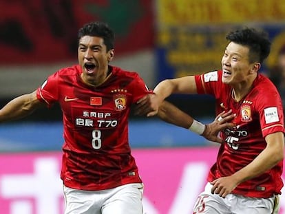 Paulinho celebra el gol que clasific&oacute; al Guangzhou.