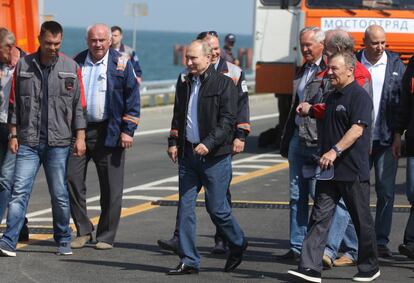 Putin en la ceremonia de inauguración del puente de Kerch, que une Crimea con el territorio ruso.