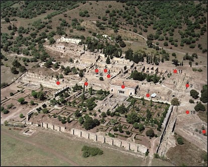 Ubicación de los 11 puntos donde se han llevado a cabo las mediciones en Medina Azahara.