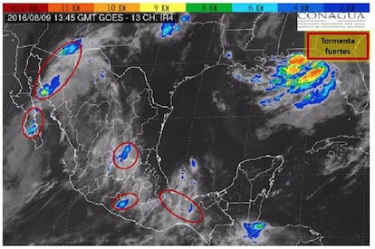 Los Estados que se prevén tengan tormentas fuertes.