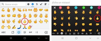 Emoji de la polémica en Gboard (izq.) y Flesky (der.).