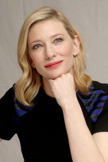 Cate Blanchett durante uma coletiva de imprensa em Beverly Hills.