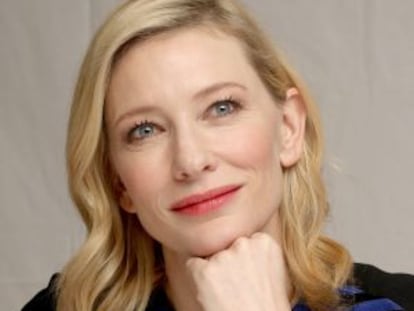 Cate Blanchett durante uma coletiva de imprensa em Beverly Hills.