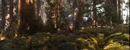 Captura de pantalla del bosque de 'Catharis.live', en Serpentine Online.
