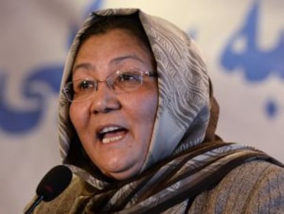 La candidata a vicepresidenta Habiba Sarabi en un acto en Kabul.