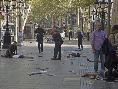 Víctimas del atentado de Barcelona, el pasado agosto. 