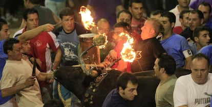 The flaming bull fiesta in Nules, Castellón province.