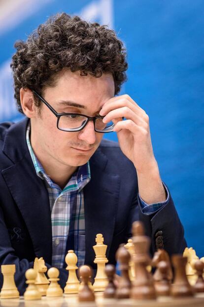 Fabiano Caruana, durante una partida del Festival Tata en Wijk aan Zee (Países Bajos) el pasado enero.