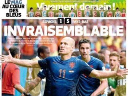 Robben ilustra la portada del diario 'L'Èquipe'.