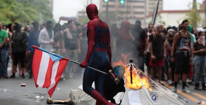 Protesta contra las medidas de austeridad del Gobierno puertorriqueño, el 1 de mayo.