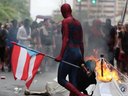 Protesta contra las medidas de austeridad del Gobierno puertorriqueño, el 1 de mayo.