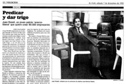 Entrevista con Juan Rosell en 'Negocios', 7 de diciembre de 1985.