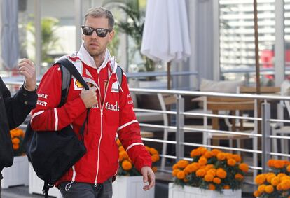 Sebastian Vettel a su llegada al circuito mexicano.