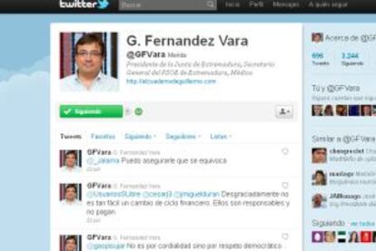 Twitter de Guillermo Fernández Vara.