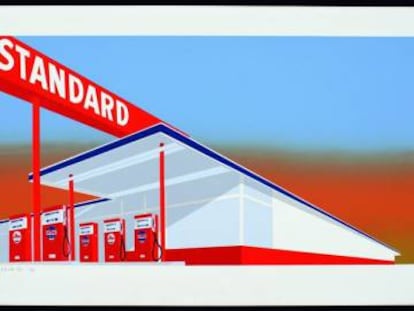 'Standard Station', una serigrafia en color d'Ed Ruscha, 1966.