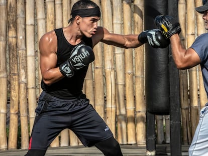 O boxeador venezuelano Eldric Sella durante um treinamento.